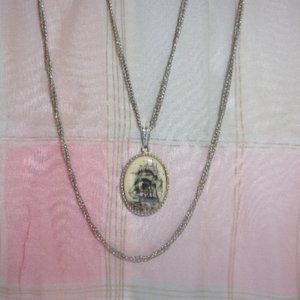 Sarah Coventry Legend Double Chain Pendant Necklace 1970s